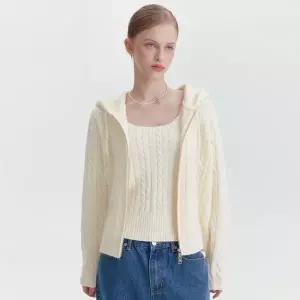 [마리끌레르](의정부점)베이직 로고 케이블 슬리브리스 후드집업 세트(MAGASU02MIV)