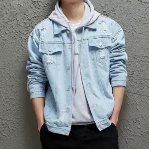 [JED] 청자켓 찢어진 2컬러 남성 데님 디스트로이드