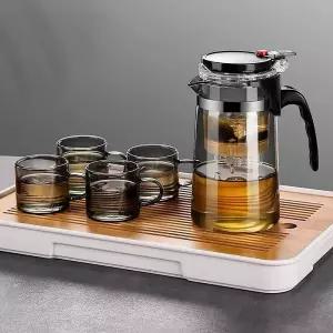 스텐필터 드롭형 티팟 찻잔 4인 다기세트버튼메이커 내열유리차포트 다관 주전자 찻주전자 포트