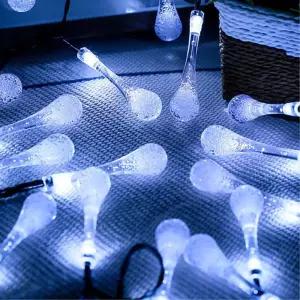 비타리토 태양광 LED 30구 4M 물방울 전구트리 캠핑 건전지 캠핑알 감성조명 앵두 장식 가랜드 커튼