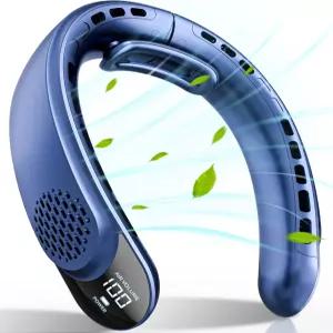 FrSara 휴대용 넥 선풍기 충전식 차가운 공기를 불어넣는 4000mAh의 개인 쿨러 LED 디스플레이 3단 속도