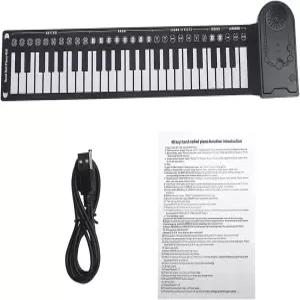 롤업 피아노 49키 전기 키보드 휴대용 초보자용 컬러 블랙