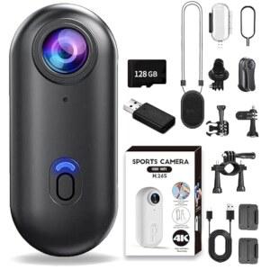 POV 카메라 바디 4K 엄지 액션 사이클링 다이빙 스키를 위한 마그네틱 클립이 장착된 방수 웨어러블 1080PX블랙 프리미엄 128G