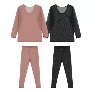 국내 생산 여성 초슬립 시스루 망사 내의 상하의 세트