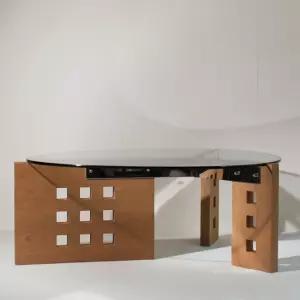 강화유리 원목 거실 티테이블 테이블 와비사비 Y이니셜 티크우드