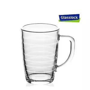 글라스락 스트라이프 머그잔 350ml물 물컵 유리 머그 손잡이 투명
