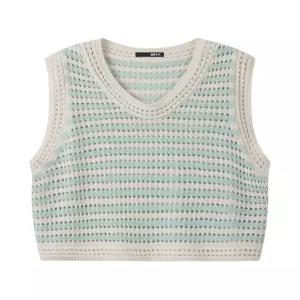 [비엔엑스]스트라이프 배색 스카시 니트 베스트 (BY2VT001L0)