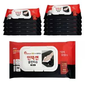 클린업 인덕션 티슈 30매 x(10개) 찌든때 가스렌청소 기름제거 주방기름 레인지 오븐크리너 다목적클리너