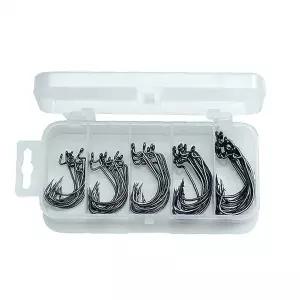 루어 낚시 전용 오프셋 웜 바늘 배스 광어 다운샷 벌크 훅 세트 케이스