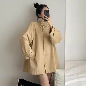 [드레스날다]오슬로 케이프 하이넥 A라인 코튼 하프 트렌치코트