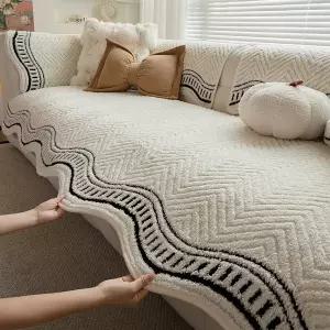 쇼파 커버 소파 덮개 보호  겨울용 패딩 플러시 쿠션 미끄럼 방지 자카드 시트 거실 침실용