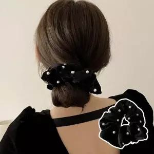 헤어끈 헤어슈슈 진주장식 벨벳 똥머리 파티 곱창끈