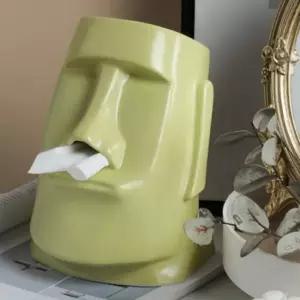 티슈 케이스 모아이도 자기 석상 각티슈 두루마리