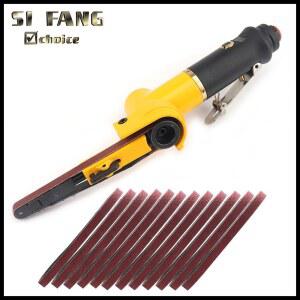 에어 벨트 샌더 330X10MM 공기 압축기 공압 기계 12PCS 그라인더 앵글 샌딩 벨트가있는 연삭 조정 가능한