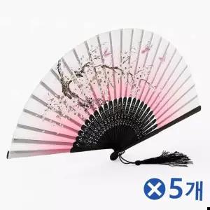 귀여운 TBZ 전통 접이식 귀여운부채 팬시 대나무부채-복사꽃x5개