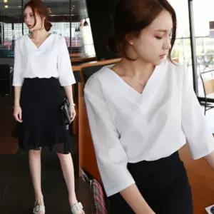 여성티셔츠 7부 블라우스 정장티셔츠