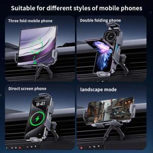 차량용 호환 무선 충전기 듀얼 코일 폴드 스크린 폰 고속 삼성 호환 갤럭시 호환 Z 플립 4 5 6 7 대시보드