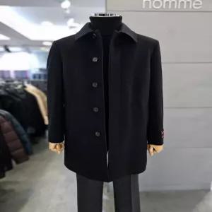 바쏘옴므 남자 블랙 울 캐시미어 셋인카라 맥코트 WSZ4CJ05