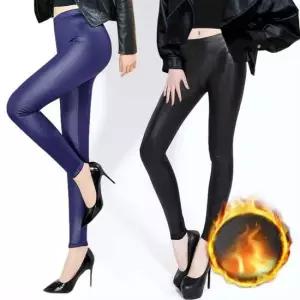 여성 겨울 레깅스 융털 융기모 레더 가죽 타이즈 기모바지