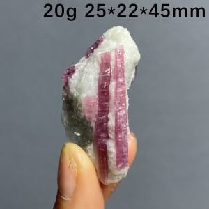 천연 원석 핑크 투어말린과 클리어 쿼츠 광물 표본 크리스탈 힐링 교육용 컬렉션 홈 데코 선물