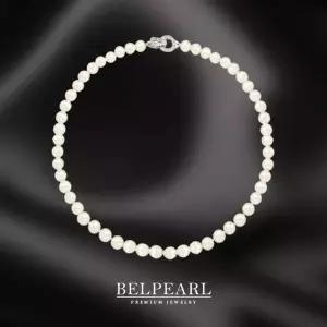 벨펄 약 8.5 ∼ 7mm 리얼 담수진주 화이트 목걸이