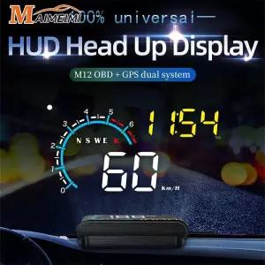 헤드업디스플레이 HUD M12 차량용 헤드 업 디스플레이 obd gps hud 디지털 속도계 수온 전압 연료 타코 속