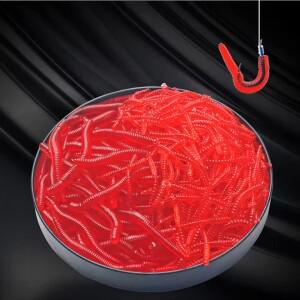 50-500PCS 살아있는 붉은 벌레 부드러운 미끼 지렁이 얼음 겨울 낚시 실리콘 인공 물고기 새우 첨가제베이