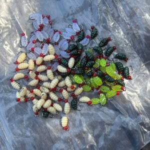 마이크로 소프트 낚시 미끼 (훅 포함) 20/40개, 구더기 곤충 플라이 ？？ 루어 웜 베이트 (송어, 농어, 배스