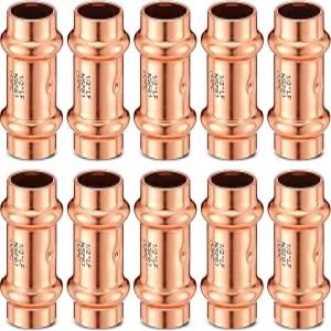 Therwen 10개 구리 파이프 프레스 피팅 스톱 제로 리드가 있는 1/2인치 커플링 배관용