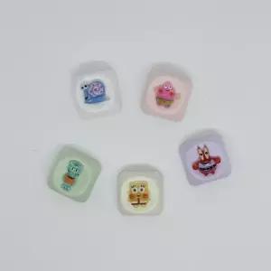 키캡 딸깍이 키보드 LED 키링 클릭커 ASM 캡 헤드 스펀지 뚱이 밥 애니메이션 캐릭터