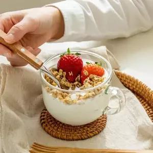 1개 450ml 투명 내열 유리 그릭 요거트 볼 용기 머그 잔 그릇 큰 컵