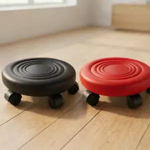 더올데이즈 낮은 보조 바퀴 의자 등받이 없는 원형 청소 작업 이동식 걸레 스툴