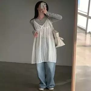 여성 러블리 레이어드룩 시스루 롱나시 원피스 (HSJ-WFI802F)