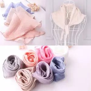 여성 린넨 삼각 소 스카프 여름 목 미니 쁘띠 단색 dy