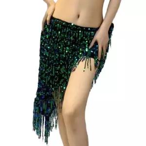 스팽글 언밸런스 스커트 여성 치마 랩 밸리 댄스