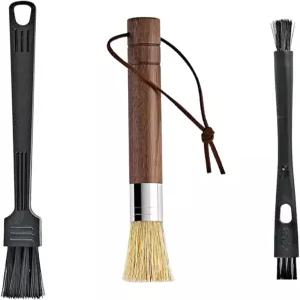 에스프레소 브러시 커피 그라인더 청소 세트 바리스타 가정용 주방 머신 유지보수를 위한 호두나무 손잡이