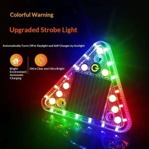 1PC 태양광 삼각형 경고등 LED 스트로브 플래시 후방 추돌 방지 테일 라이트 (자동차, 오토바이, 전기 삼