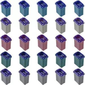 Tuxihap 25PCS 마이크로 카트리지 퓨즈 15A 20A 25A 30A 40A 슬로우 블로우 FMM 맥케이스 타입 카 스퀘어