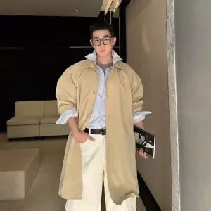 남성 하프 트렌치 봄여름 숄카라 기본 철사 조절 오버핏 코트 OP2