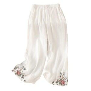 [JPAYAROGOAN] 와이드 팬츠 레ディ ス 면마 가우초 여름 린넨 룸웨어, 마 소재 긴 바지 UV 차단 플레어 스커트 명상 파자마 시원한 통기감 운동 컴팩트 멋스러움