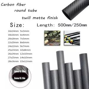 SUS파이프 1개 3K 직조 탄소 섬유 튜브 5-28mm 외경 200500mm 길이 농업용 드론 프레임 수리용 고강성 UAV