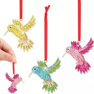 오베로슈 3종 다이아몬드 벌새 트리 장식용 장식품 여성 가족 및 친구를 위한 새 피규어 선물