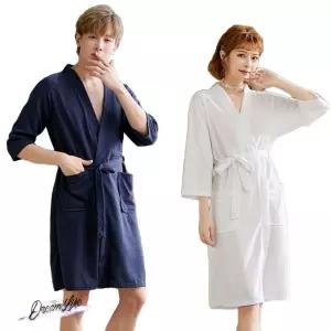 반팔샤워가운 얇은 여름 수면 실내복 로브 목욕 홈웨어 속도