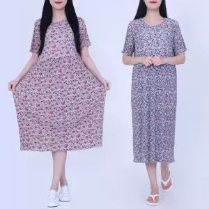 여성 봄 여름 냉장고 플리츠 원피스 촌캉스 꽃 주름 반팔 꽃무늬 중년 77 88 99