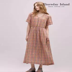 [써스데이아일랜드][Thursday Island] 체크 셔링 롱원피스(T244MOP241W)