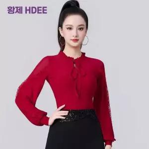 라인 스포츠 제품 댄스상의 라틴 여성 멀버리퍼플 댄스복 사교 줌바