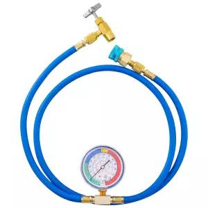 R1234YF 냉매 충전 호스 키트 셀프 씰링 캔 오프너 로우 사이드 퀵 커플러 1/2인치 LH 탭 저압 게이지 및