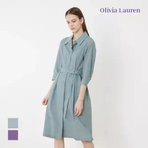 [올리비아로렌] 셔츠카라 풀오픈 원피스_VOCOA3M4111