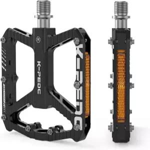 K PEDC 산악 자전거 페달 MTB 리플렉터가 있는 알루미늄 9/16인치 3개의 밀폐 베어링 경량 플랫폼 BMX 로드