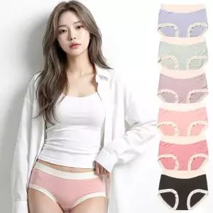 (5매세트) 여성 심리스 팬티 세트 모달 투톤 노라인 무봉제 누디 햄 헴 여자 속옷